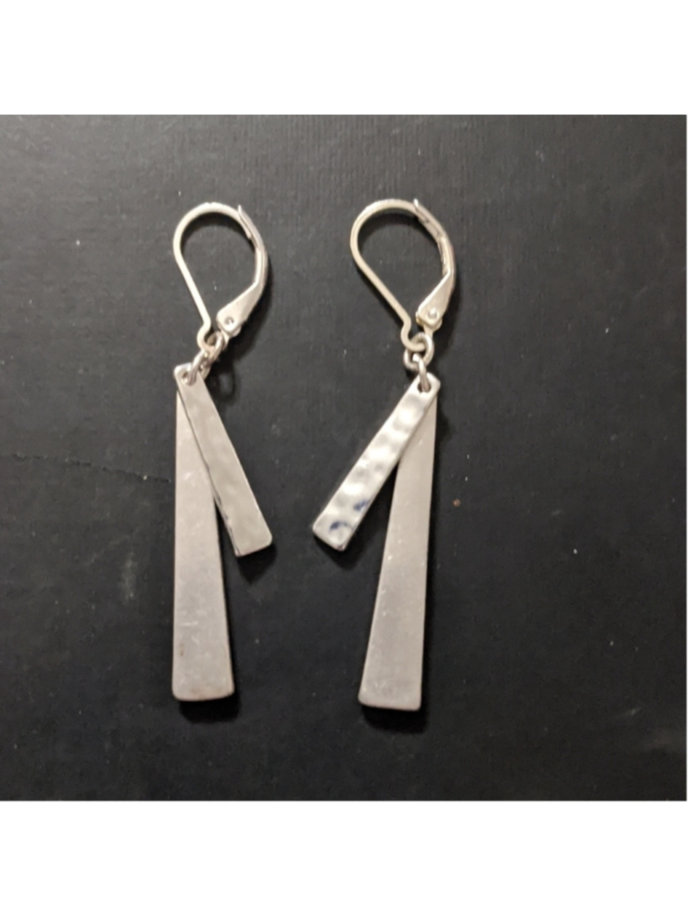 Silver Tone Dangle Bar Statement Earrings
